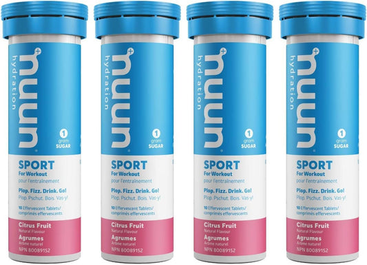 Nuun Sport: Electrolyte Drink Tablets, Box of 4 Tubes (40 servings), Citrus Fruit, Electrolyte Hydration Supplement