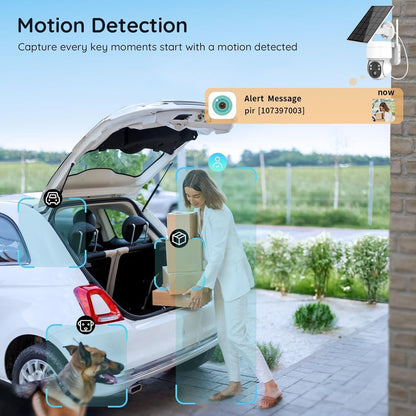 Xmart Salor Security Cameras Wireless Outdoor Ultra HD 2K 4MP Human AI Detection Dual 360Â° View Camera Outside 2.4 GHz WiFi Home Security with Spotlight Color Night Visionï¼ˆInclouded 128G TF Cardï¼‰
