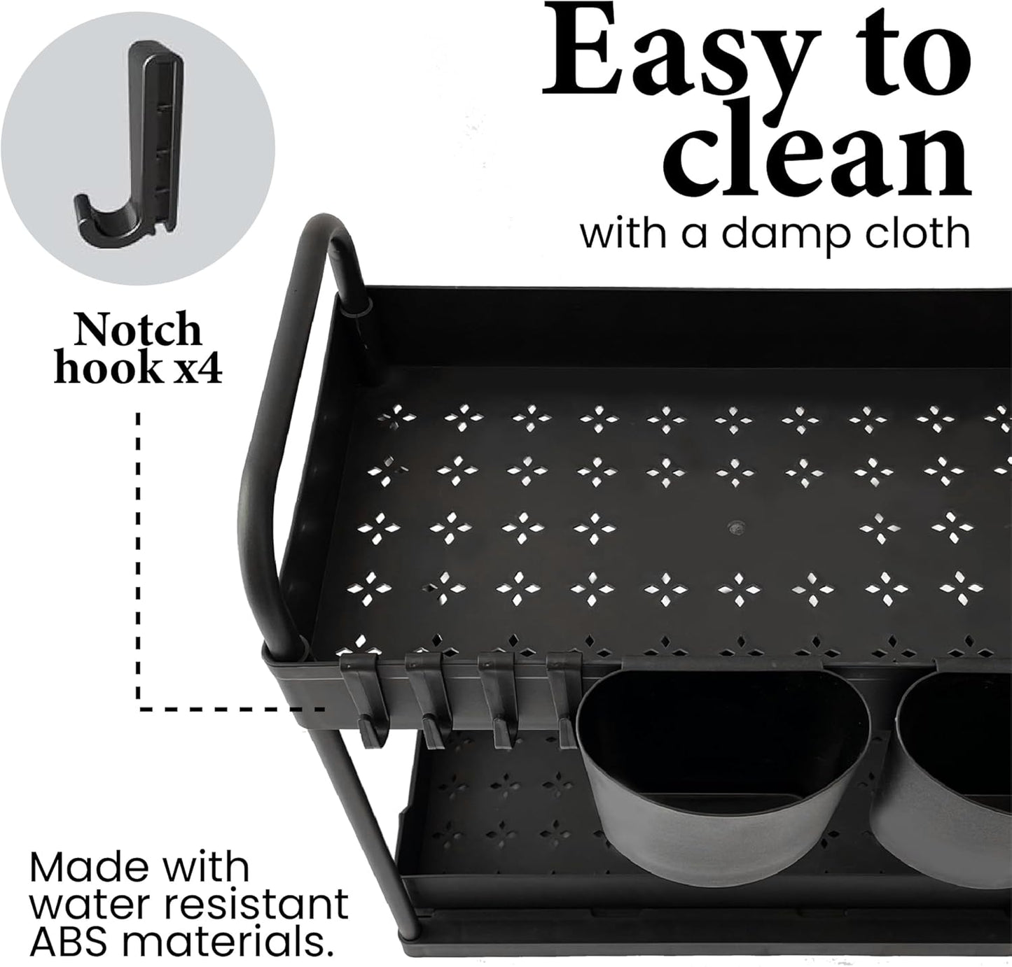 Hair Organizer , Hair Tools Organizer ABS Plastic with 2 Levels to Organize , Sliding Basket for Easy Access , Organizer for Straightener , Blow Dryer , Curler , Hair Care and Styling Tool Storage