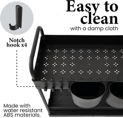 Hair Organizer , Hair Tools Organizer ABS Plastic with 2 Levels to Organize , Sliding Basket for Easy Access , Organizer for Straightener , Blow Dryer , Curler , Hair Care and Styling Tool Storage