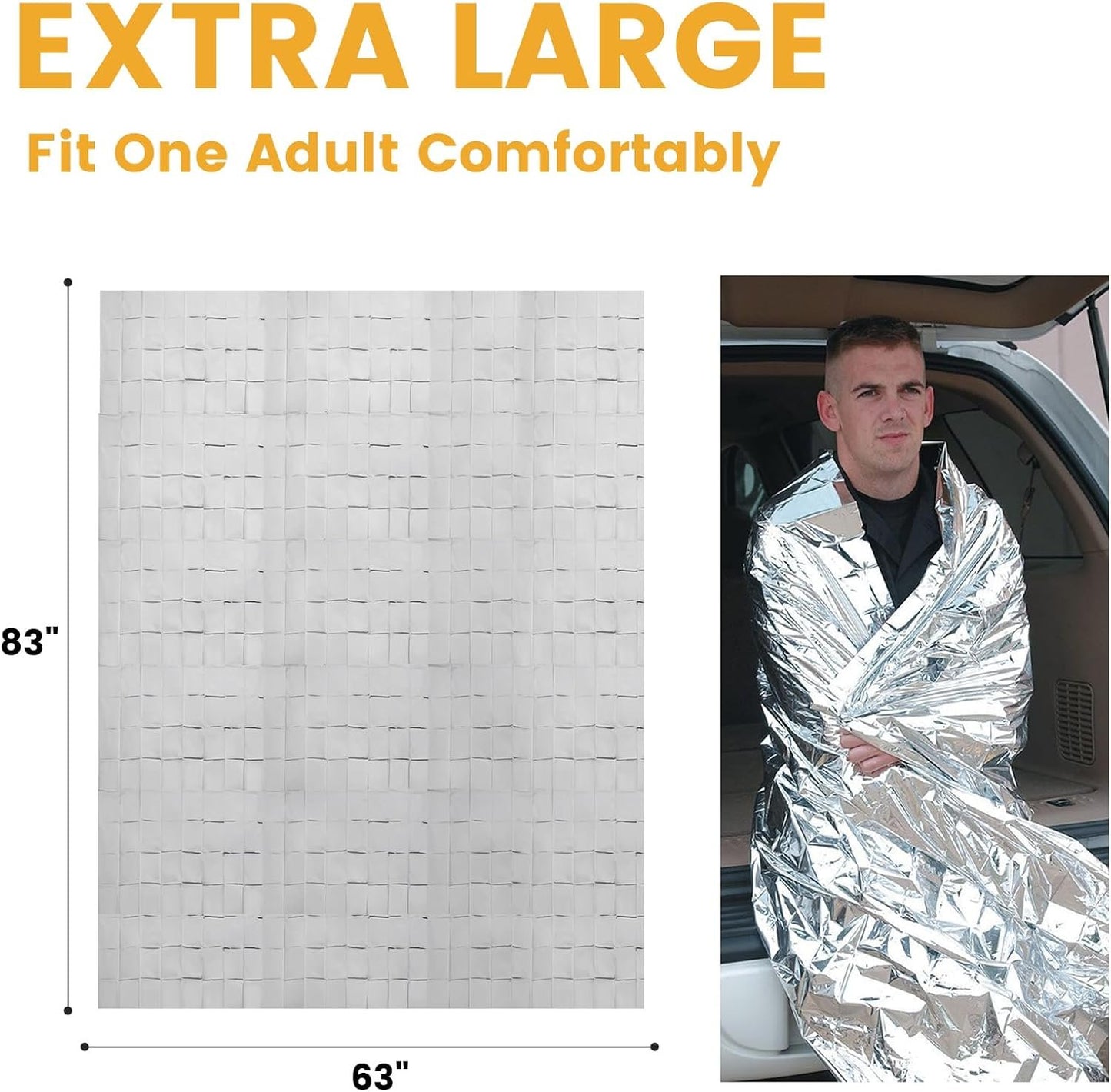 6 Pack Camping Emergency Blankets, 210 * 160cm Mylar Thermal Blanket, Portable First Aid Foil Blanket for for Outdoor, Camping, Hiking, Travel