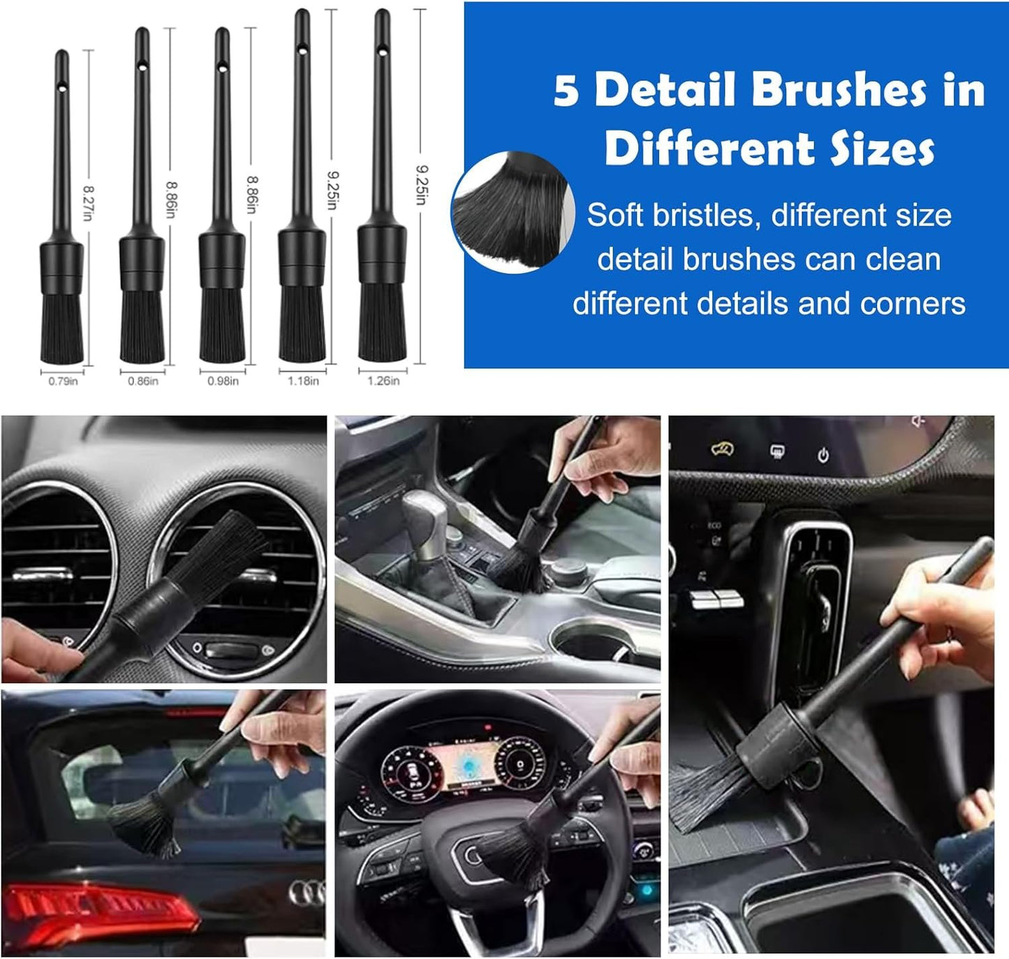 YSWOVUO Car Cleaning Kit, 31 Pieces Car Wash Kit, Car Cleaning Set for Indoor and Outdoor Use, Car Detailing Kit with Brushes, Polishing Sponges, Practical Carry Bag Included