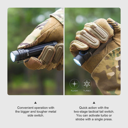 OLIGHT Warrior Mini3 LED Tactical Flashlight, Rechargeable Light with MCC3 Charger, EDC Powerful Flashlights Ideal for Emergency, Security, Hiking - Black