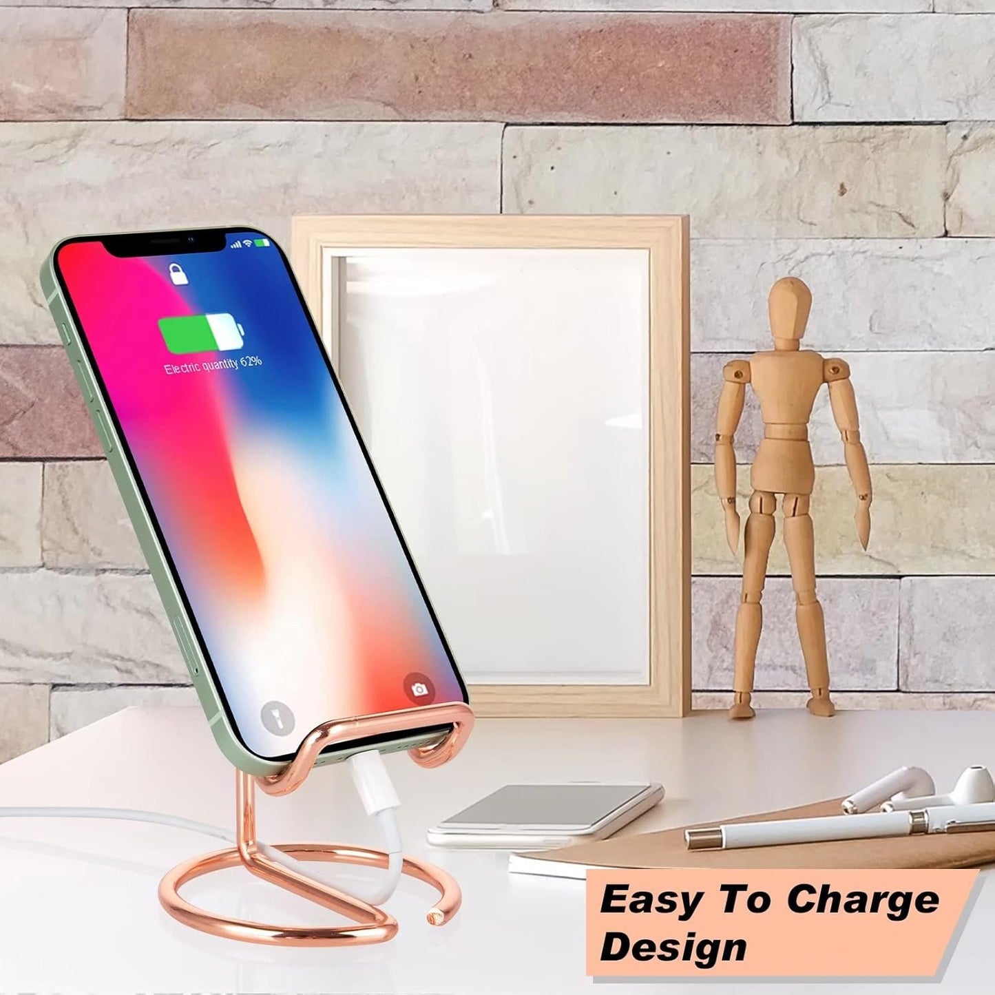 ROPOSY Cell Phone Stand Holder Desk Accessories, Cute Metal Rose Gold, Compatible with All Mobile Phones, iPhone, Switch, iPad