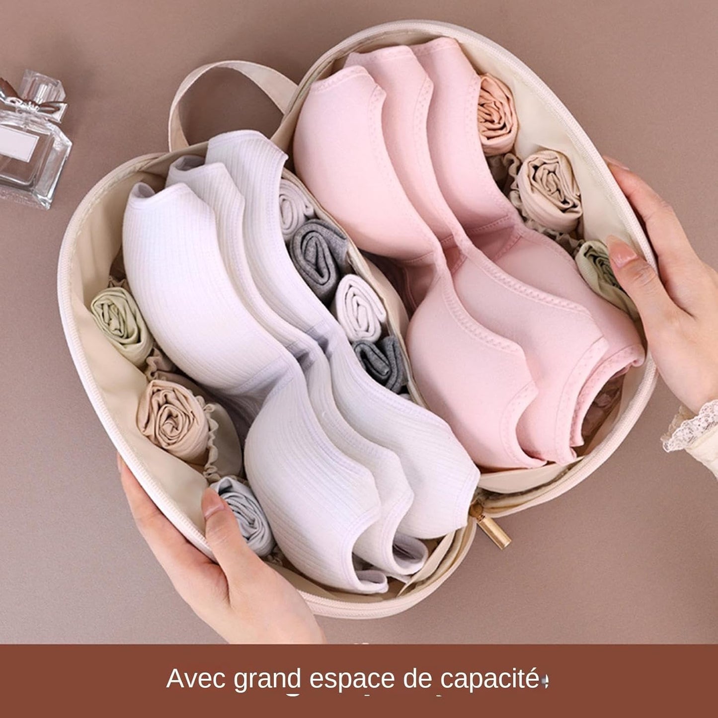 Underwear Organizer Bag, Portable Packing Cube, Multifunctional Clothes Storage Case for Bras, Underwear, Socks, Travel and Home Organization, Luggage, 5.12 x 9.84 x 5.12 in