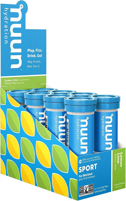 Nuun Active: Electrolyte-Rich Sports Drink Tablets, Lemon Lime, Box of 8 Tubes (80 servings), Sports Drink for Replenishment of Essential Electrolytes Lost Through Sweat