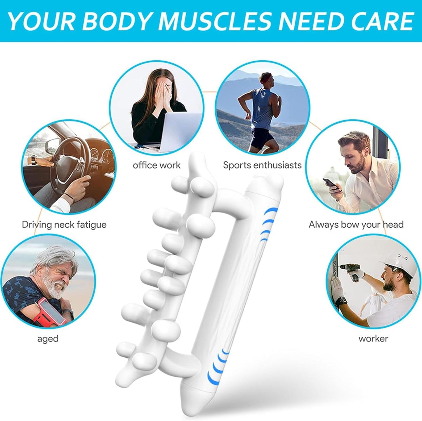 Ungtyb Fascia Massage Tool, Anti-Cellulite Stick, Myofascial Release Roller, Deep Tissue Relief, Trigger Point Massager, Ideal for Neck, Back, Muscle Recovery, 7.87x3.35x3.35in