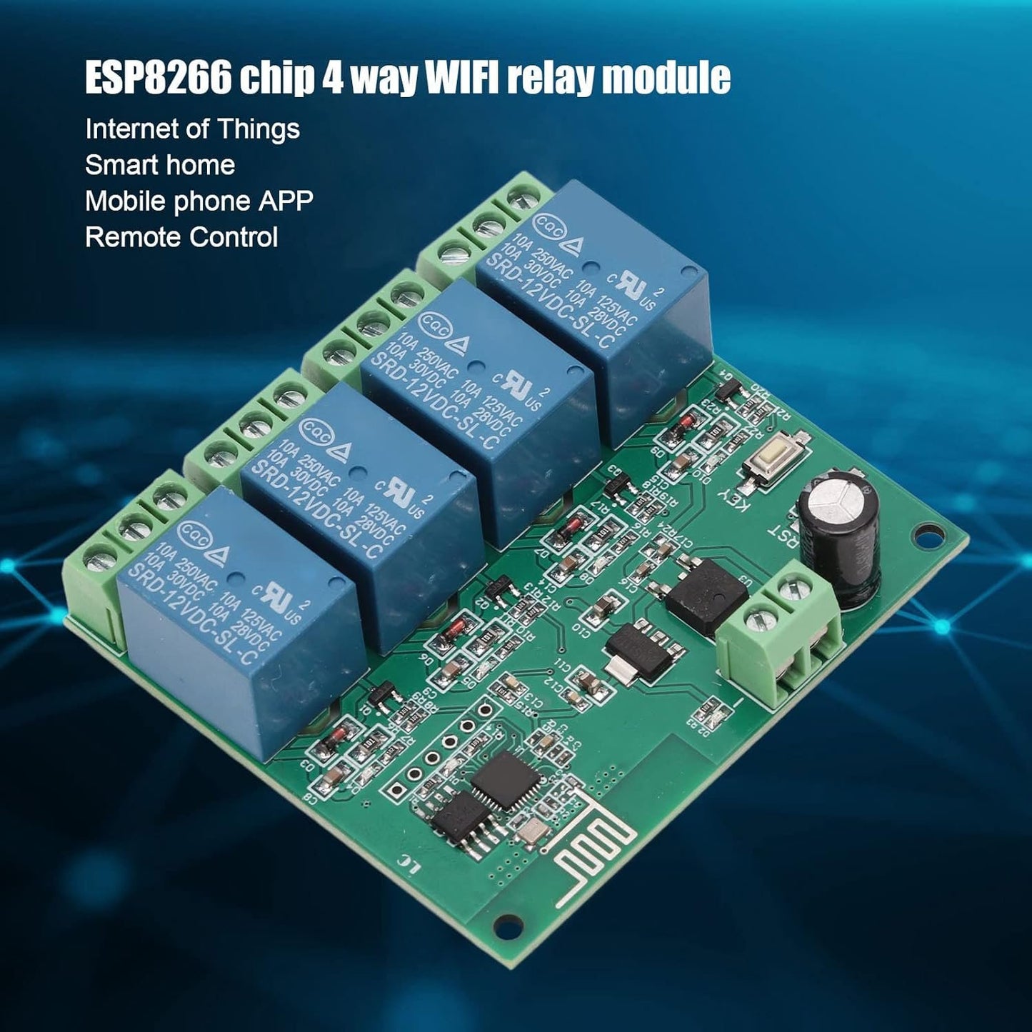 4 Channel Relay Module ESP8266 Chip PCB APP Control Quad Smart Relay Board for Electronic Equipment(DC 12V)