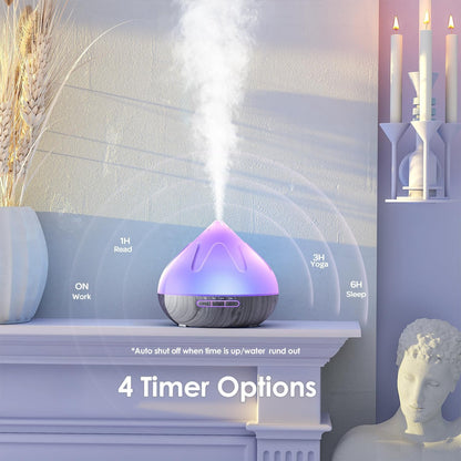 Aroma 500 ML Diffuser, Essential Oil Diffuser with Remote Control, Humidifier with 14 Color Lights for Large Room, 4 Timer Setting, Auto Shut-Off Gray
