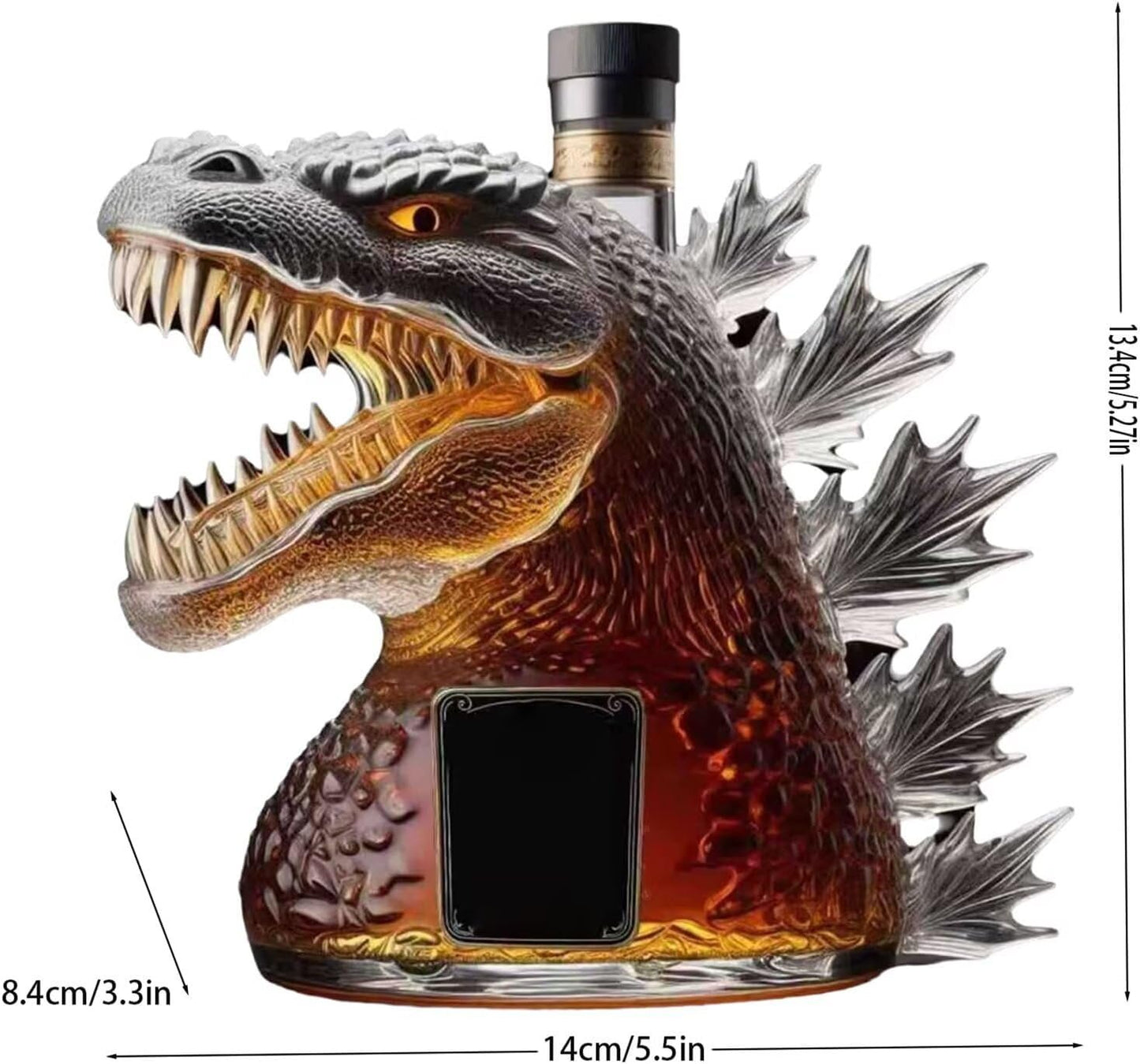 Whiskey Bottle Monster 10 oz Novelty Glass Wine Decanter Beautiful Carved Creative Liquor Dispenser Hand-Blown Unique Home Bar Decor Gift for Men Whiskey Lovers & Collectible Drinkware