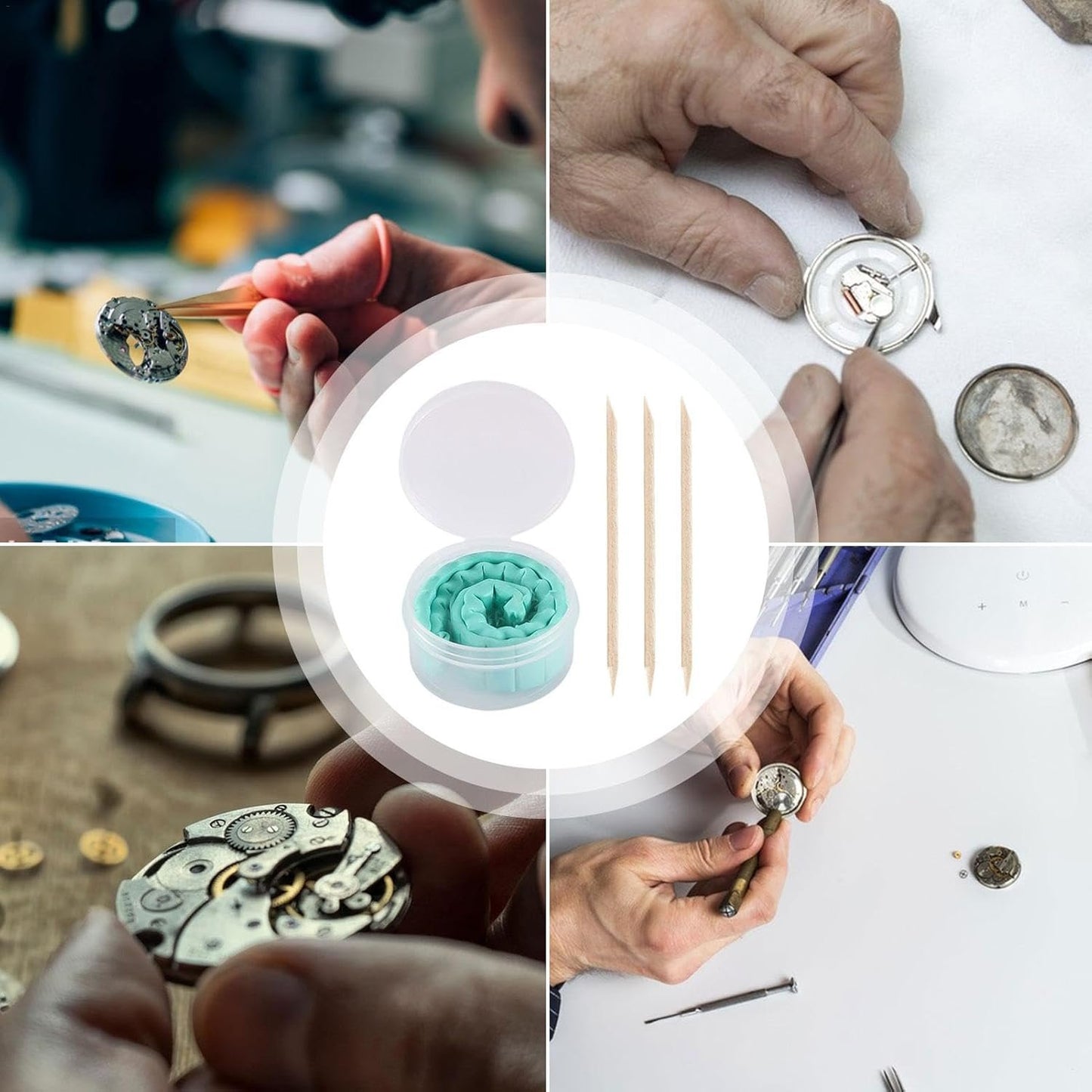 Watch Cleaning Clay, Rubber Cleaning Putty, Efficient Grease and Dirt Remover, Includes 3 Precision Willow Sticks, Perfect for Professional Watch Maintenance, Detailing, and Repair