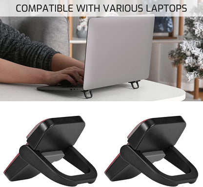 Bidponds 2 PCS Portable Invisible Laptop Stand, Mini Aluminum Feet Lifter, Self-Adhesive Foldable Cooling Riser, Computer Keyboard Mount Kickstand, Suitable for 12-17 Inches, Black