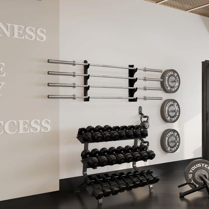 Barbell Rack Single Hook Wall Mount Heavy Duty Vertical Barbell Holder Weight Bar Holder for Olympic Barbell, Curl bar, Commercial or Home Gym Accessory (4 bars)