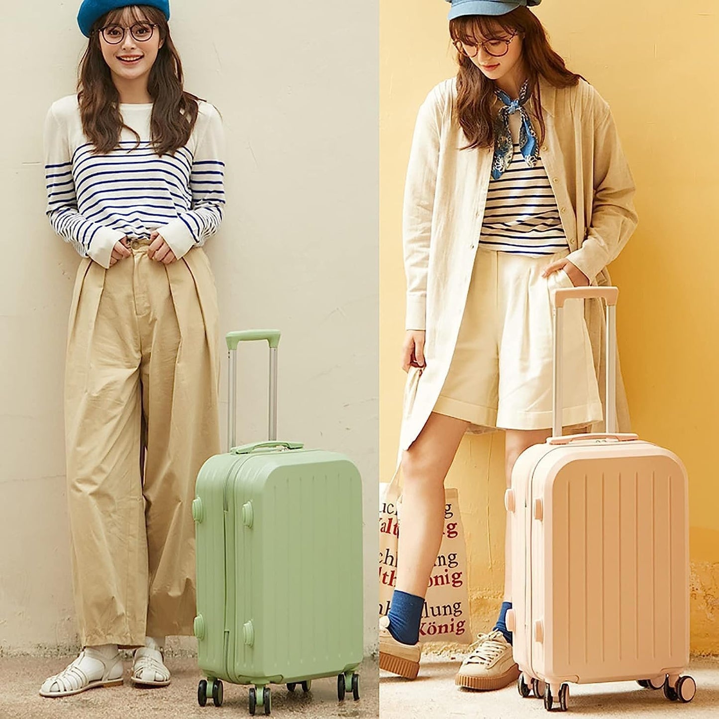 Wheeled Suitcase, Large Capacity Durable Suitcase Student Carry-on Luggage Security Combination Lock Women's Suitcase, 24 inches, Yellow (Blue 20 inches)
