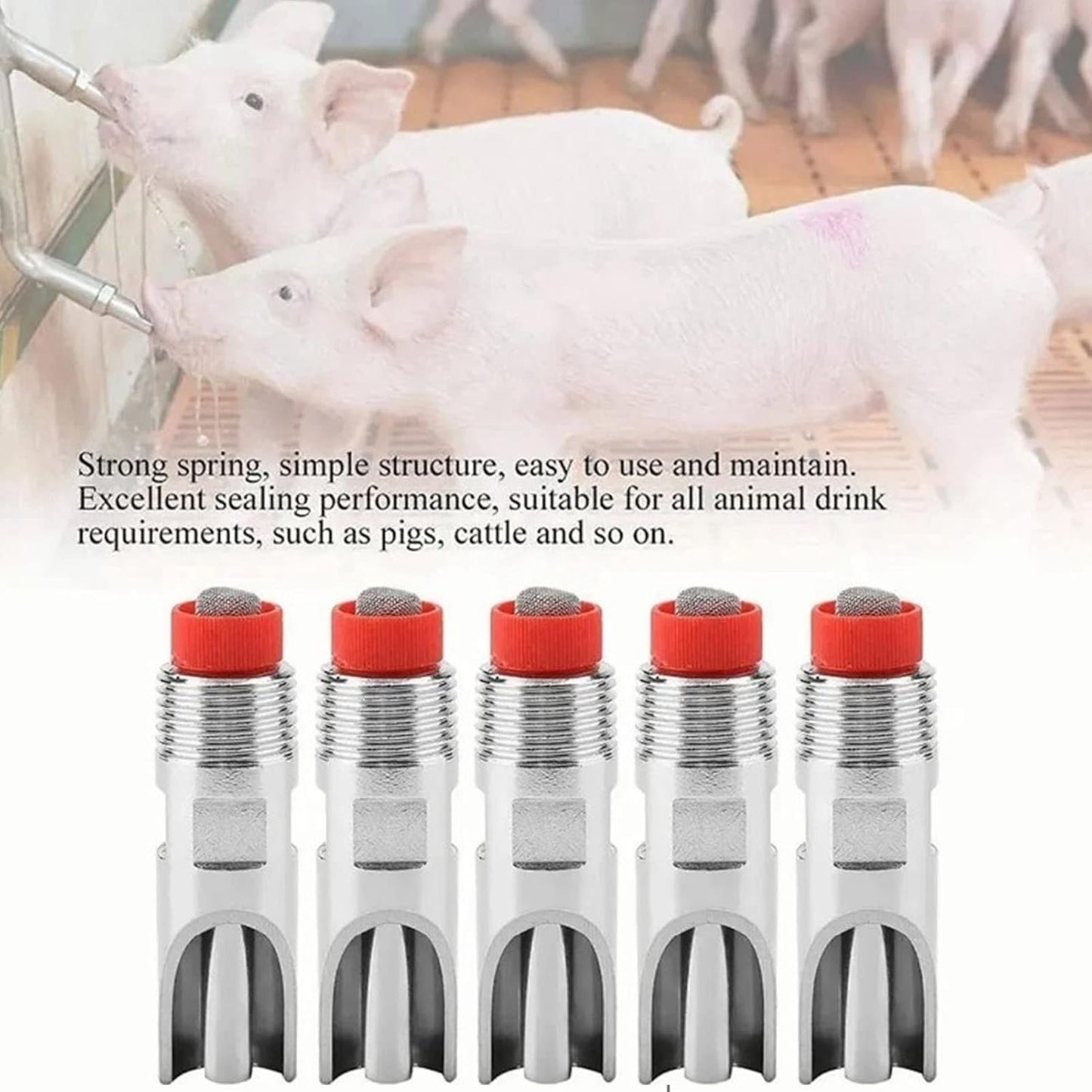 10 Pcs Stainless Steel Nipple Waterer, Automatic Poultry Waterers for Cattle Horses Pigs Sows Dogs Prevent Leakage Poultry Watering Drinker Nipple
