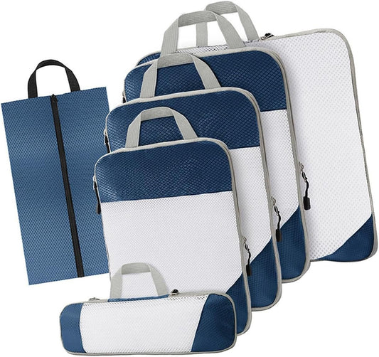 Gralara Ultimate Travel Packing Cubes Set for Seamless Organization, Navy Blue