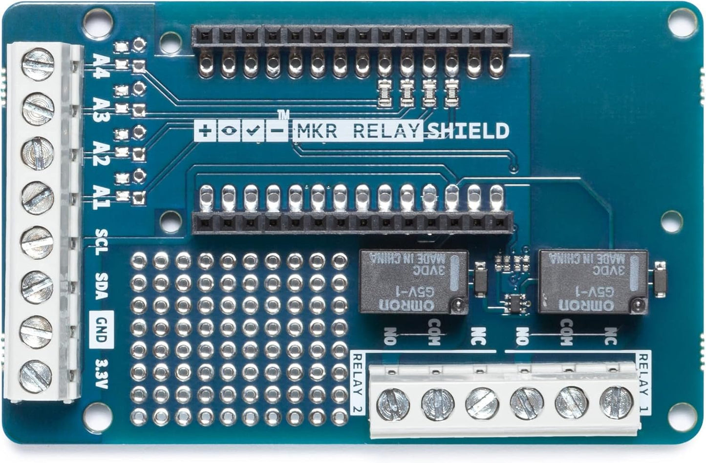 Arduino MKR Relay Proto Shield [TSX00003] – Relay Module with Prototype Area for MKR Boards, Ideal for IoT and Home Automation Projects