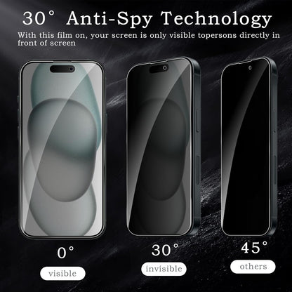 [2+2 Pack] Privacy Screen Protector for Apple iPhone 15, Anti-Spy Shatterproof Tempered Glass with Camera Lens Tempered Glass 9H Hardness Bubble Free Anti-Glare Case Friendly
