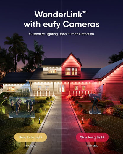 eufy Permanent Outdoor Lights E22, 15 Meters with 30 Triple-LED Lights, Smart RGBWW Lights, Daily and Festive, Up to IP67 Waterproof, AI Lighting Themes for Christmas, Links with Cameras, APP Control