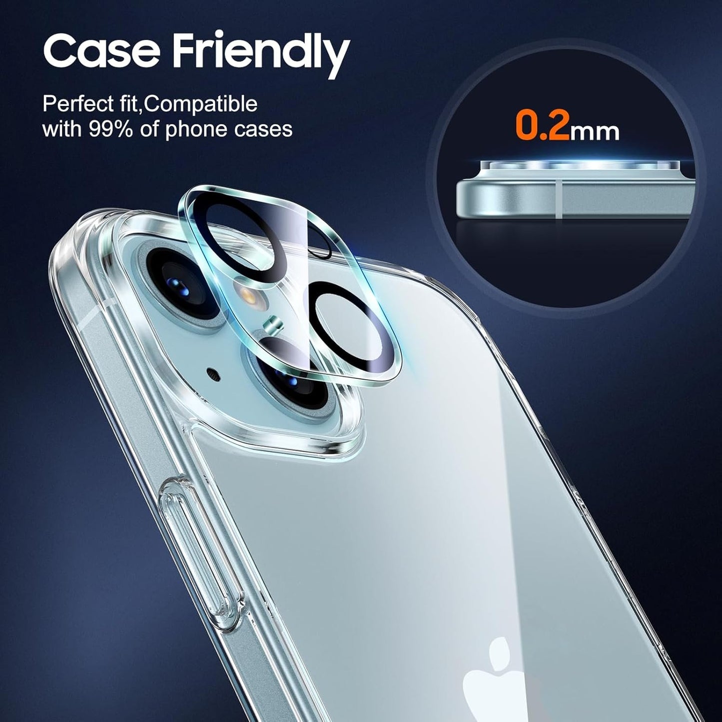 [3 Pack] UniqueMe Compatible with iPhone 15 6.1 inch/ 15 Plus 6.7 inch Camera Lens Protector Tempered Glass,[Case Friendly][Scratch-Resistant][Easy Installation]-Black Circle