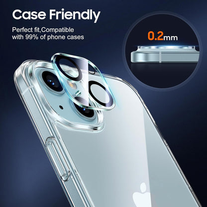 [3 Pack] UniqueMe Compatible with iPhone 15 6.1 inch/ 15 Plus 6.7 inch Camera Lens Protector Tempered Glass,[Case Friendly][Scratch-Resistant][Easy Installation]-Black Circle