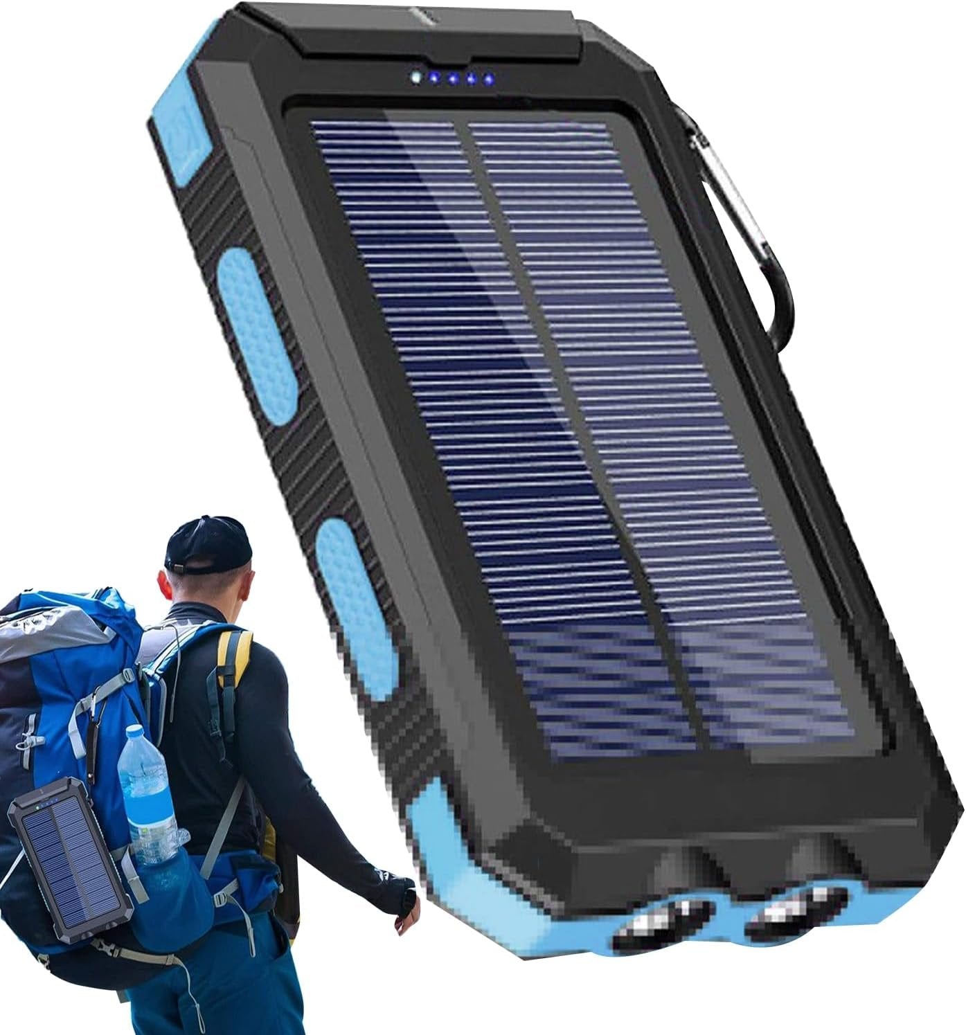 Solar Charger Powered Bank - Fast Charging Solar Battery Pack - Waterproof Battery Pack with Flashlight Survival Gear for Hiking, Explorer & Cell Phone