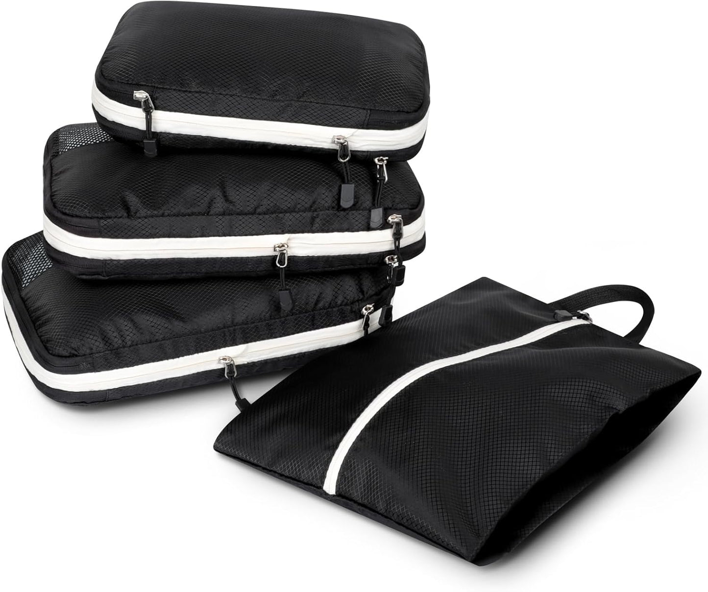 AiQInu 4-Piece Suitcase Organizer, Compression Packing Cube Space-Saving Expandable Ultralight Travel Organizer for Clothes, Shoes, Underwear Travel Set for Backpacks or Hand Luggage