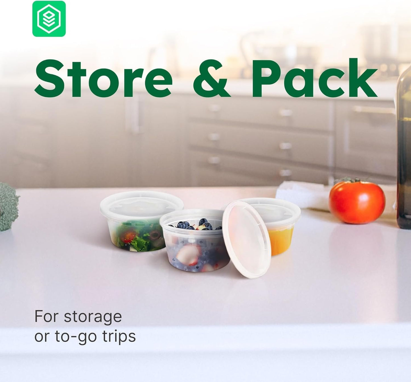 Deli Food Containers with Lids – 12 Reusable Plastic Containers for Food Storage – Ideal for Meal Prep, Leftovers, and Kitchen Storage – Dishwasher, Freezer, and Microwave Safe – 12 Pcs, 8oz