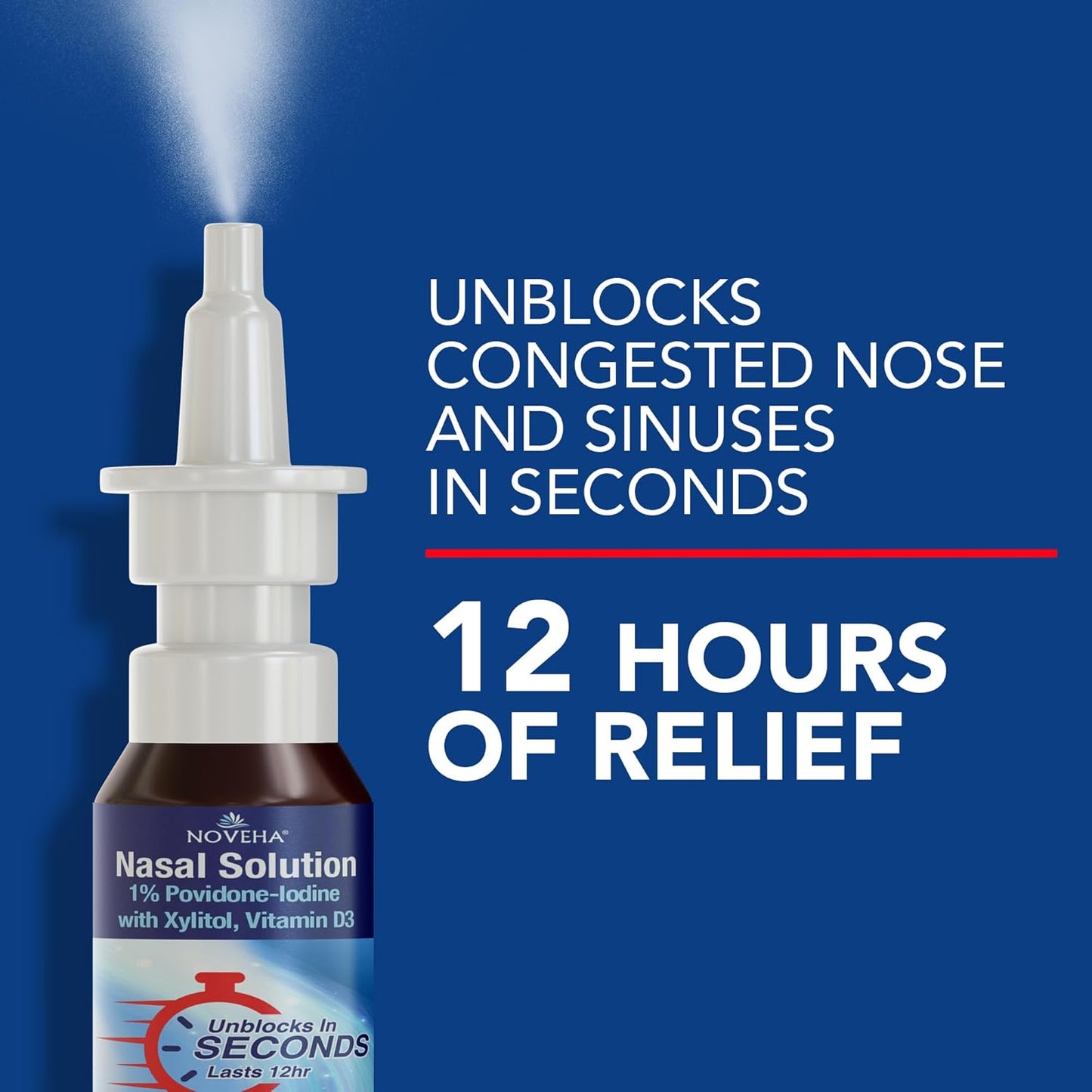 NOVEHA Nasal Spray- 1% Povidone-Iodine Spray, Vitamin D3, Aloe-Vera - Nasal Cleanser (30mL)
