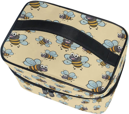 Cartoon Baby Cute Bee Beauty Case for Travel Women Cosmetics Bag Make up Makeup Bags Makeup Organizer Girl, Cute Funny
