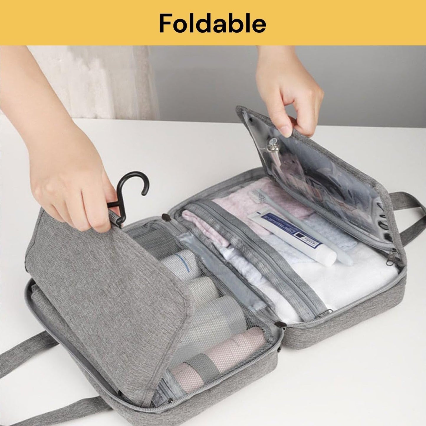 EZONEDEAL Hanging Toiletry Bag Waterproof Travel Makeup Bag Portable Washable Bag Large Capacity Cosmetic Traveling Organizer Case Multifunctional for Women Camping Outdoor Container (Pink)