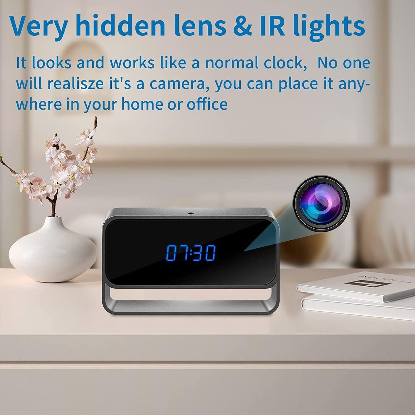 Pofeiwode Hidden Camera Clock WiFi Spy Camera FHD 1080P Wireless Secret Nanny Cam Small Surveillance Security Cams Enhanced Night Vision Motion Detection Alert Live Streaming via Android iOS App