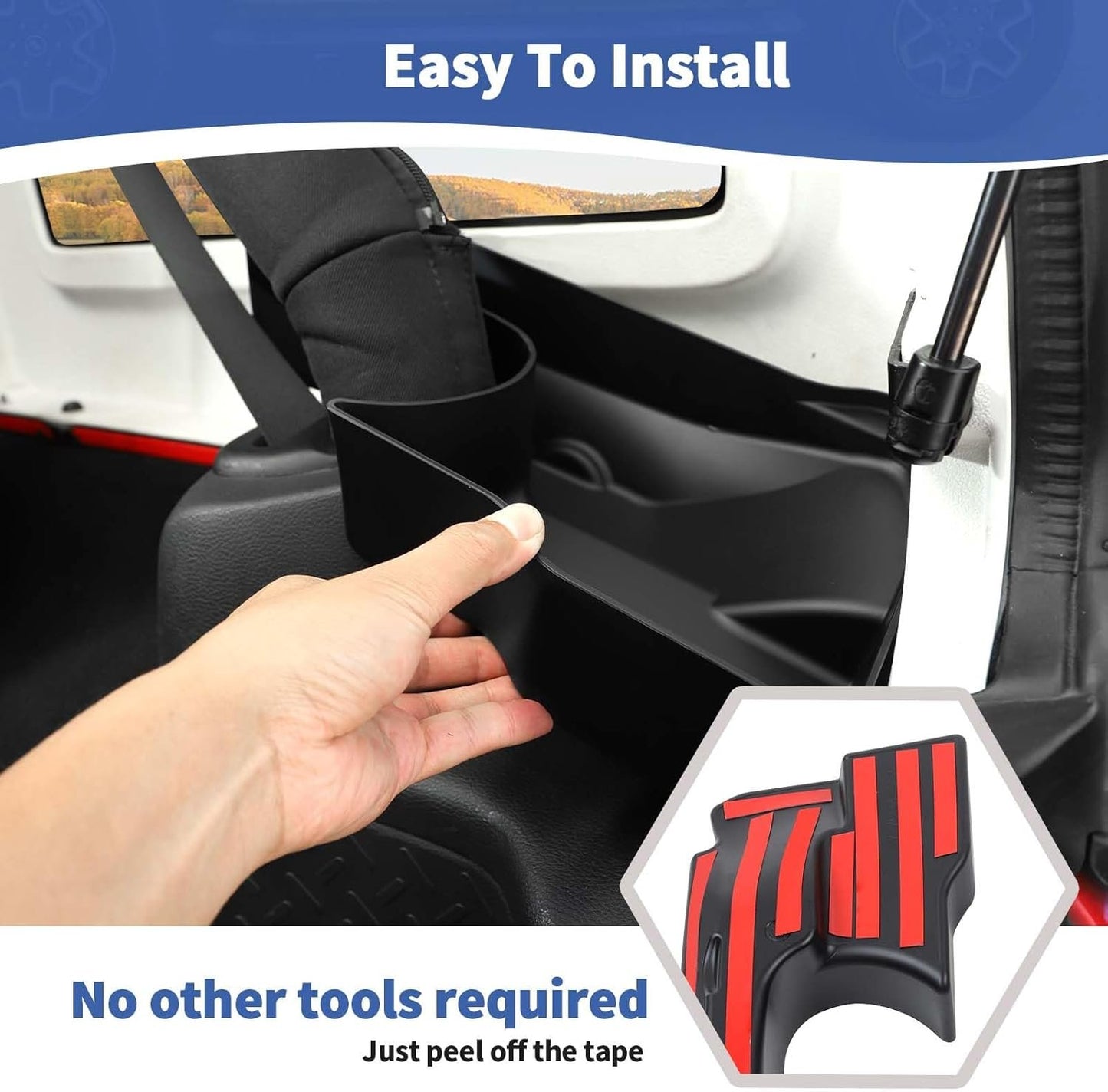 RT-TCZ for Wrangler JK Rear Trunk Storage Box, Trunk Side Tray Organizer for Jeep Wrangler JK JKU 4 Door 2011-2017 Black Interior Storage Accessories 2pcs