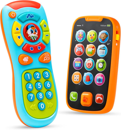 JOYIN My Learning Remote and Phone Bundle with Music Fun Smartphone Toys for Baby Infants Kids Boys or Girls Birthday Gifts Holiday Stocking Stuffers Present