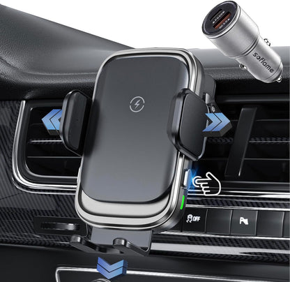 Soflame Wireless Car Charger, 15W Full Auto-Clamping Fast Charging Air Vent Car Wireless Charger for iPhone 16 Series/15 Series/14 Series/11-13 Series/Xr/8, Samsung S23/S22/S21/Note 20