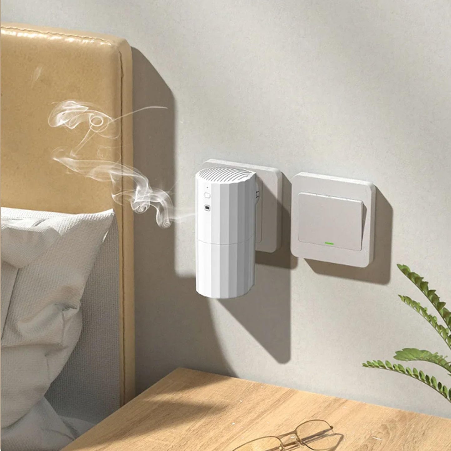 Wall Mounted Scent Air Machine 130ml Smart Waterless Nebulizing Aromatherapy Essential Oil Diffuser Bluetooth WiFi Control for Large Room Spa Office(White)