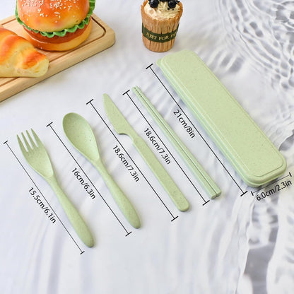 4 Sets Portable Utensils Set with Case, Travel Camping Cutlery Set, Colorful Cutlery Set Chopsticks Fork Spoon Knife with Case, Flatware Sets for Kids Adults, Camping Eating Utensils Sets
