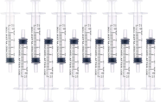 LUTER 12Pcs 2ml Plastic Syringes, No Needle Plastic Syringe with Measurement for Scientific Labs Experiment Dispensing Measuring Liquids Watering Feeding Pets Oil or Glue Applicator