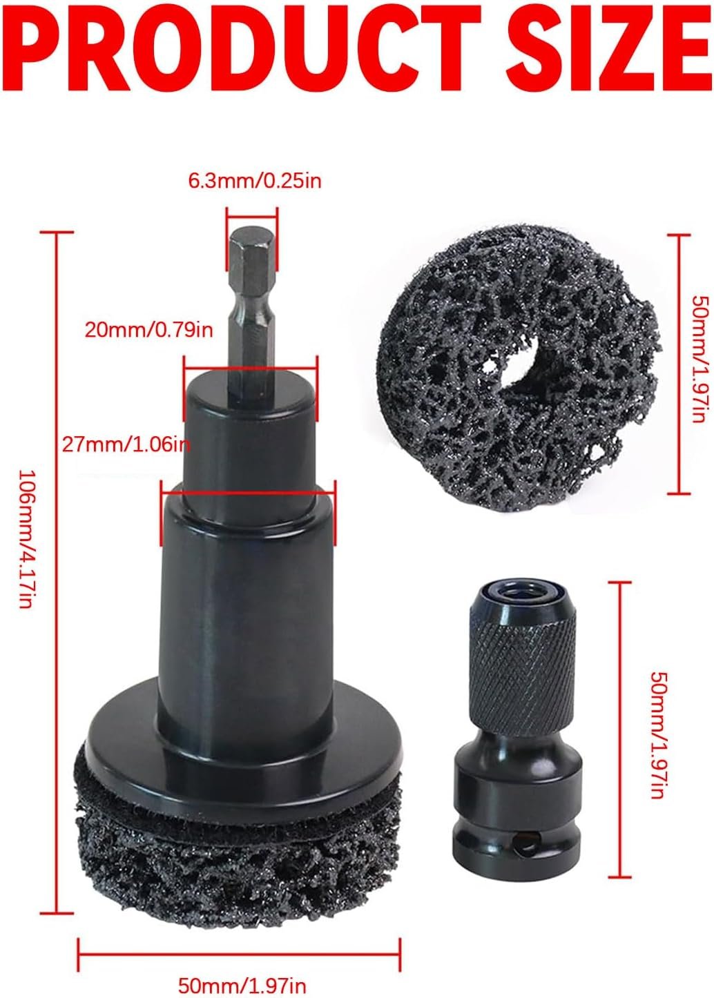 Stud Rust Removal Tool, Hub Cleaning Tool, Brake Hub Resurfacing Kit Wheel Stud Cleaner Portable Rust Remover Kit, Grinding Cleaner Polishing Maintenance Automotive Tool for 1/2 Inches Wrenches