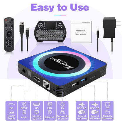 Android TV Box 2025 Android Box 13.0 4GB RAM 32GB ROM 6K TV Box, X88 PRO 13 Tv Box Android RK3528 Quad-Core Support 4K 6K 8K WiFi 6 Dual-WiFi 2.4G/5G HDR BT5.0 USB Smart tv Box with Mini Keyboard