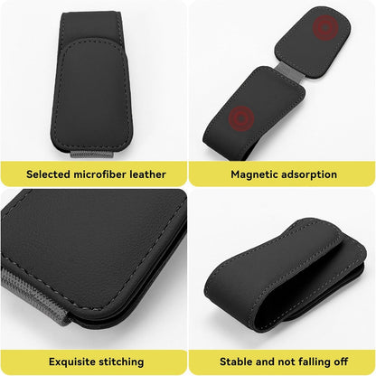 KAQISI Sunglasses Holders for Car Sun Visor, Leather Eyeglasses Hanger Mounter, Magnetic Glasses Holder and Ticket Card Clip, Auto Interior Accessories Universal for SUV (Carbon Fiber)