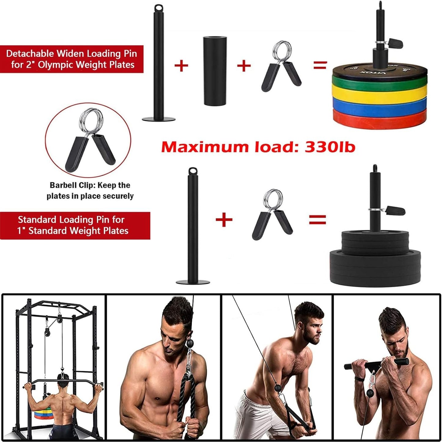 Favuit Weight Cable Pulley System Gym, Fitness LAT and Lift Pulley System Upgraded Weight Pulley System Home Gym Tricep Workout Pulley Attachments for Biceps Curl Tricep Arm Shoulder Workouts