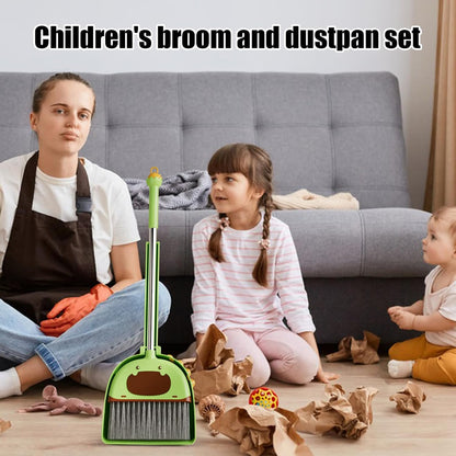 Toddler Broom Set, Kids Broom Dustpan Combo, Play Learn Educational Toy for Pretend Cleaning at Home and Preschool, 7.28x5.12x22.05 inches, Green, Pink