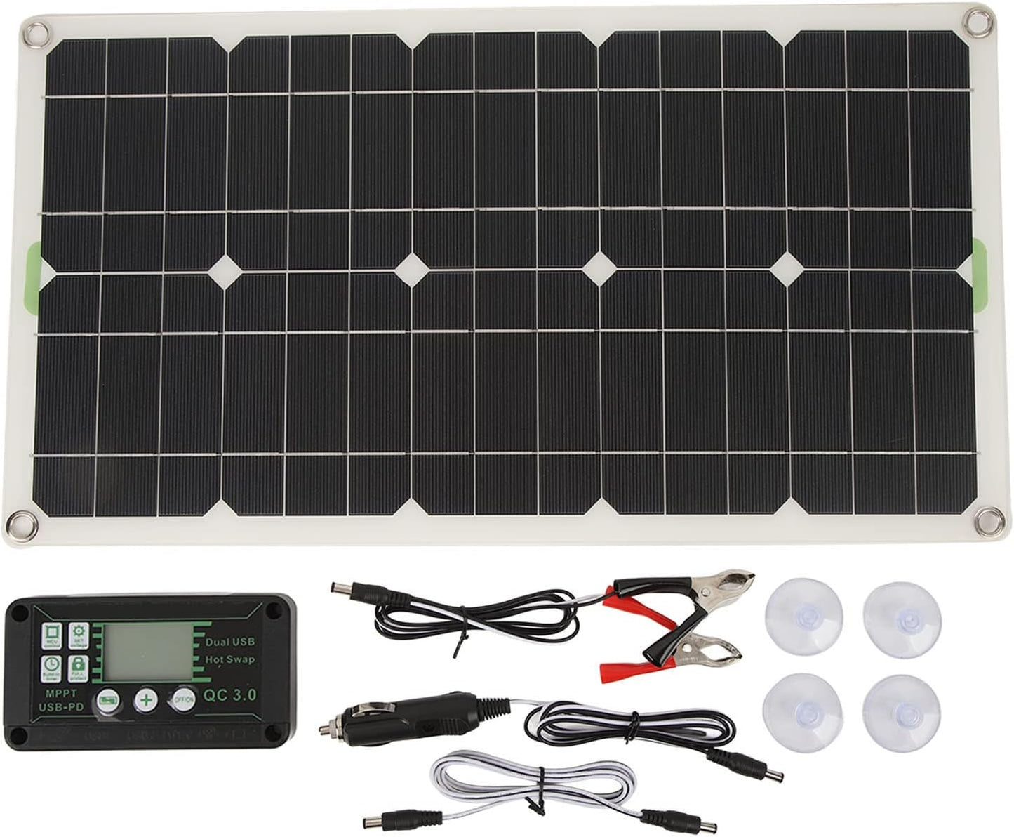 Solar Panel Kit, 250W Portable Monocrystalline Solar Panel with 30A Controller, Dual USB Interface for RV Home Camping, Outdoor Solar Panel System, Emergency Power Supply