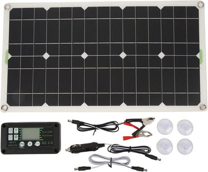 Solar Panel Kit, 250W Portable Monocrystalline Solar Panel with 30A Controller, Dual USB Interface for RV Home Camping, Outdoor Solar Panel System, Emergency Power Supply