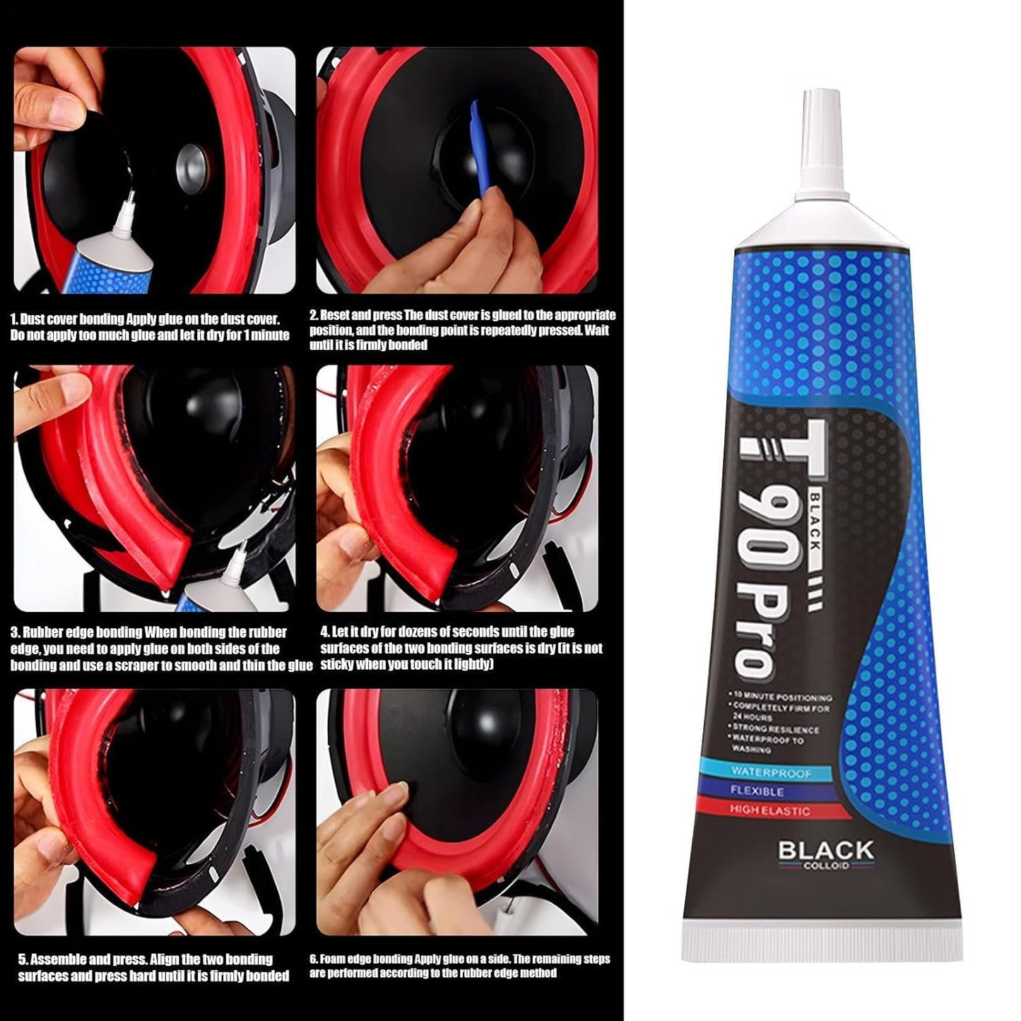 Speaker Glue, Black Adhesive, High-Performance Sealant, Strong Bonding Repair for Speaker Equipment, Audio Devices, Waterproof Sound System Fix, Men Women Adults