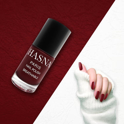 HASNA PARIS Halal Nail Polish - Eco Responsible - Shine and Long Lasting - Easy to Apply - 5 ml (BORDEAUX)