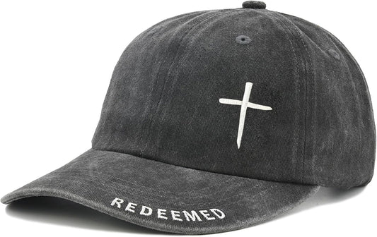 MINYJHZ Cross Jesus Hat for Men Women, Embroidered Religious Baseball Cap, Washed Cotton Adjustable Christian Faith Accessories