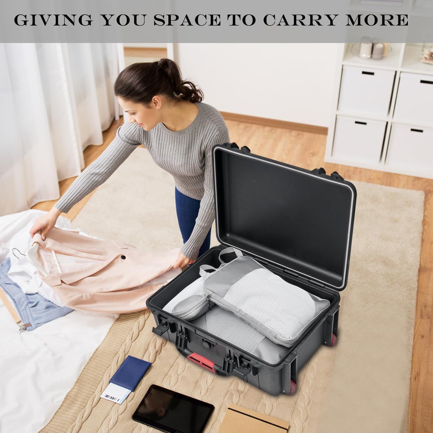 Suitcase Organizer Compression Packing Expandable Travel Suitcase Organizers, Grey 3 Pieces