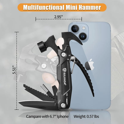 Father's Day Gift for Men,Multitool Hammer 15 in 1 Camping Accessories Survival Gear,Christmas Stocking Stuffers Unique Brithday Gift Ideas